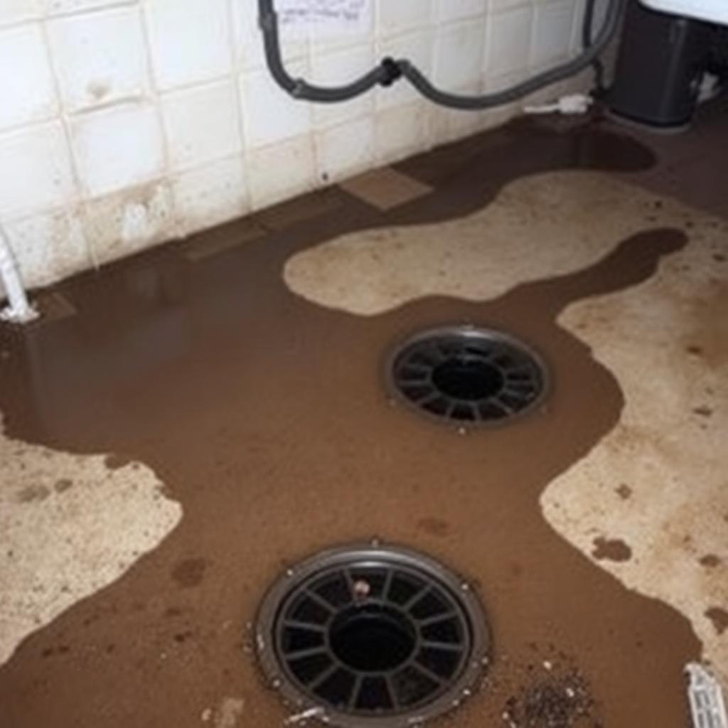 Sewage cleanup before and after - before